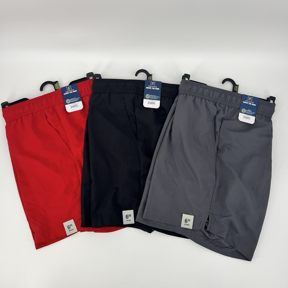 NEW George OPP Swim Shorts Men's Size XL (40-42) Mesh Lining 6" Inseam PACK OF 3